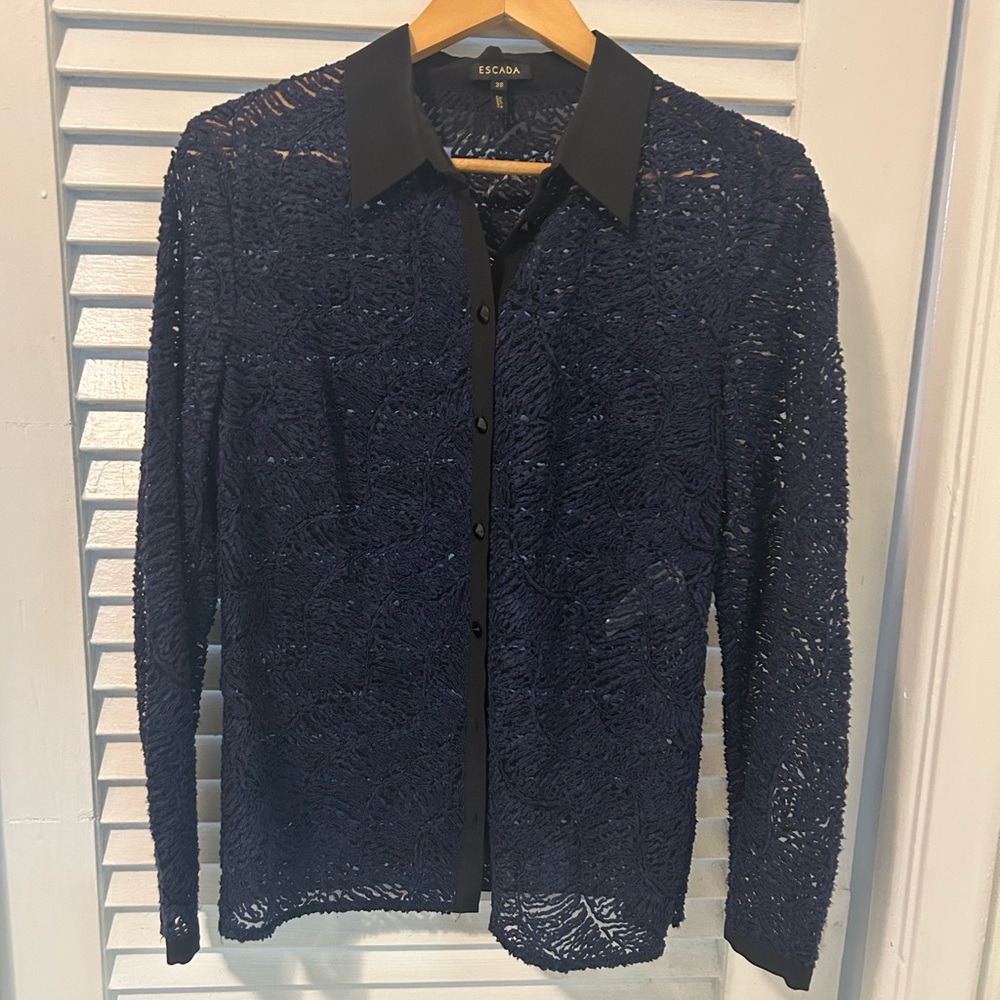 Escada Midnight Blue Lace Top